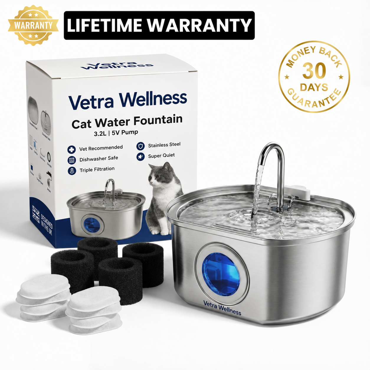 Vetra™ Stainless Steel Water Fountain